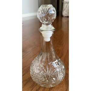 Vintage Anchor Hocking Medallion 9.5" Decanter - Clear Pressed Glass